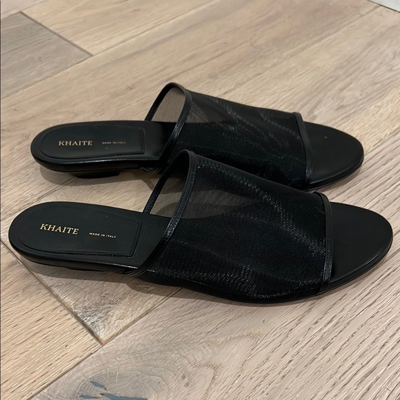 KHAITE Shoes - Khaite Black Mesh Slide Sandals